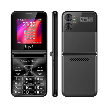 F265 2.55'' 4 SIM Cards Flip Keypad Mobile Phone 1400mAh Camera FM Radio 2G Feature