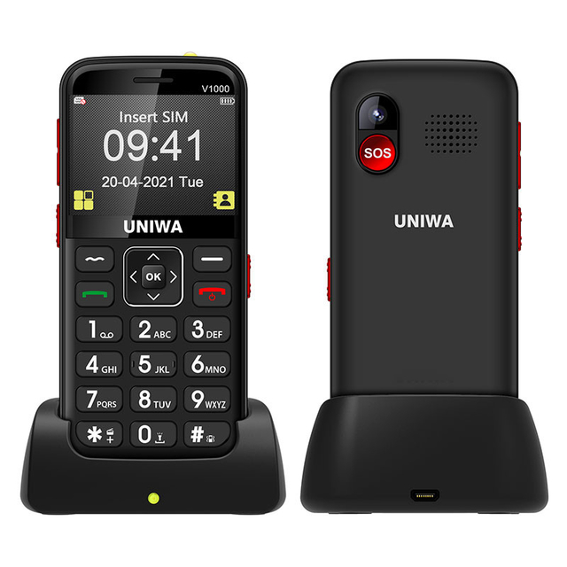 UNIWA V1000 Cell Phone For Elderly With 2.31'' Display 64MB RAM 0.3MP Camera SOS Function
