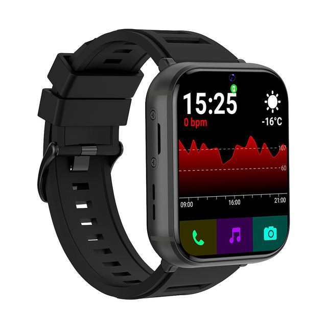 Q668 4G LTE Smart Watch black 4+64GB 1.99''Screen Dual Camera Quad Core 930mAh Android 9.0 Men