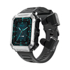 Rainbuvvy T93 silver Smart Watch Headset TWS 4GB Memory Wireless Temperature Bluetooth Call 1.96 Inch Sport Music Earphone Men Women Clock Phone