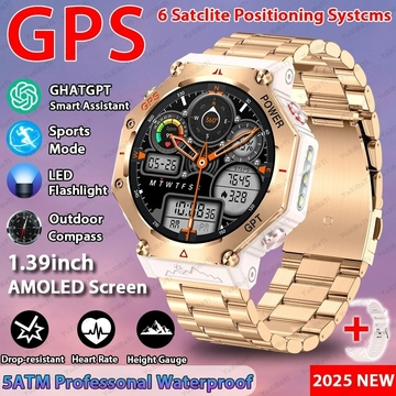 2025 ChatGPT AI assistant GPS Smart Watch 5ATM Waterproof Dual-band GNSS Compass Military Sport