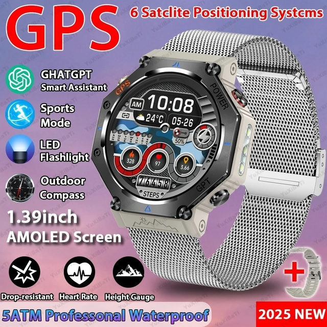 ChatGPT AI assistant GPS 5ATM Waterproof Dual-band GNSS Compass Military Sport Smartwatch