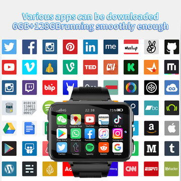 VP999 Smart Watch 6 128GB Memory Heart Rate Support Android OS 1500 mAh Battery Video 4G WiFi GPS APP Dual Camera