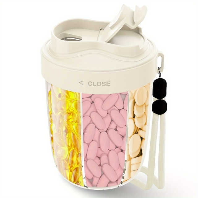 1pc 7-Compartment Portable Pill Organizer With Food-Safe BPA-Free Plastic