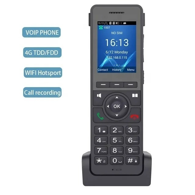 Hindetel lte wifi 2.4G Cordless Phone SIP VOIP  hotspot recording ip phone Cordless 4G SIP Phone  Desktop VoIP